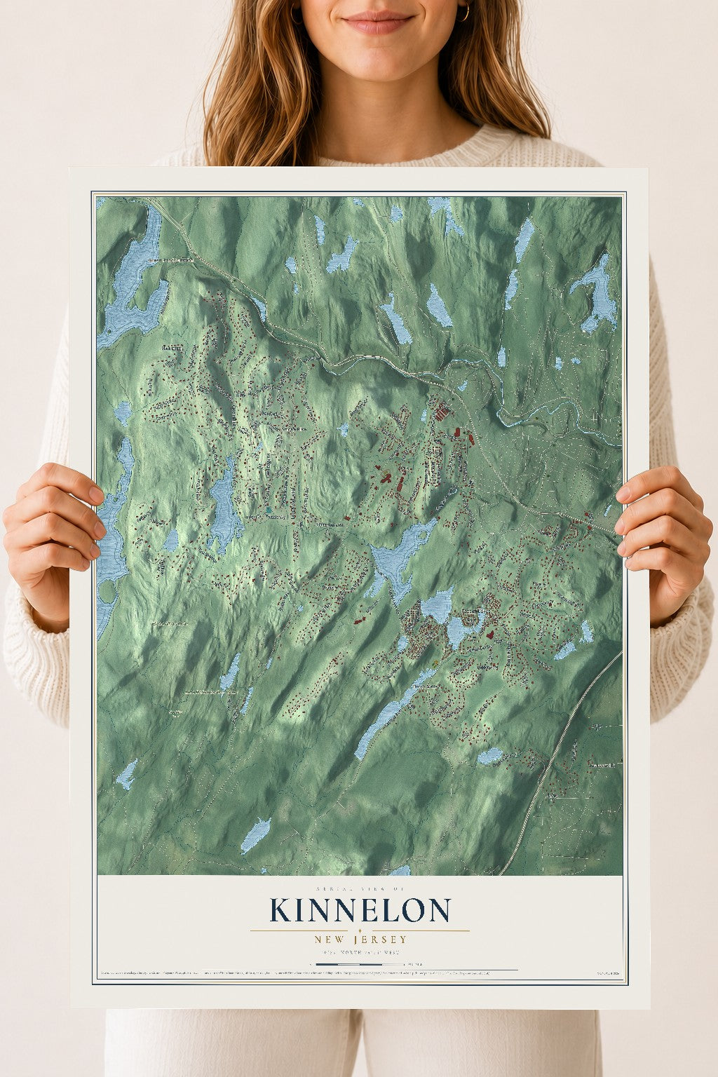 Kinnelon, New Jersey map print, 18" x 24" Archival Matte Print mockup