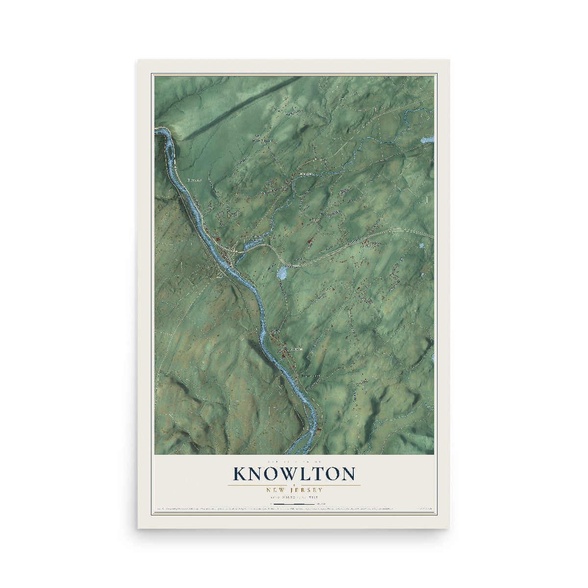 Knowlton, New Jersey map print, 12" x 18" Archival Matte Print mockup