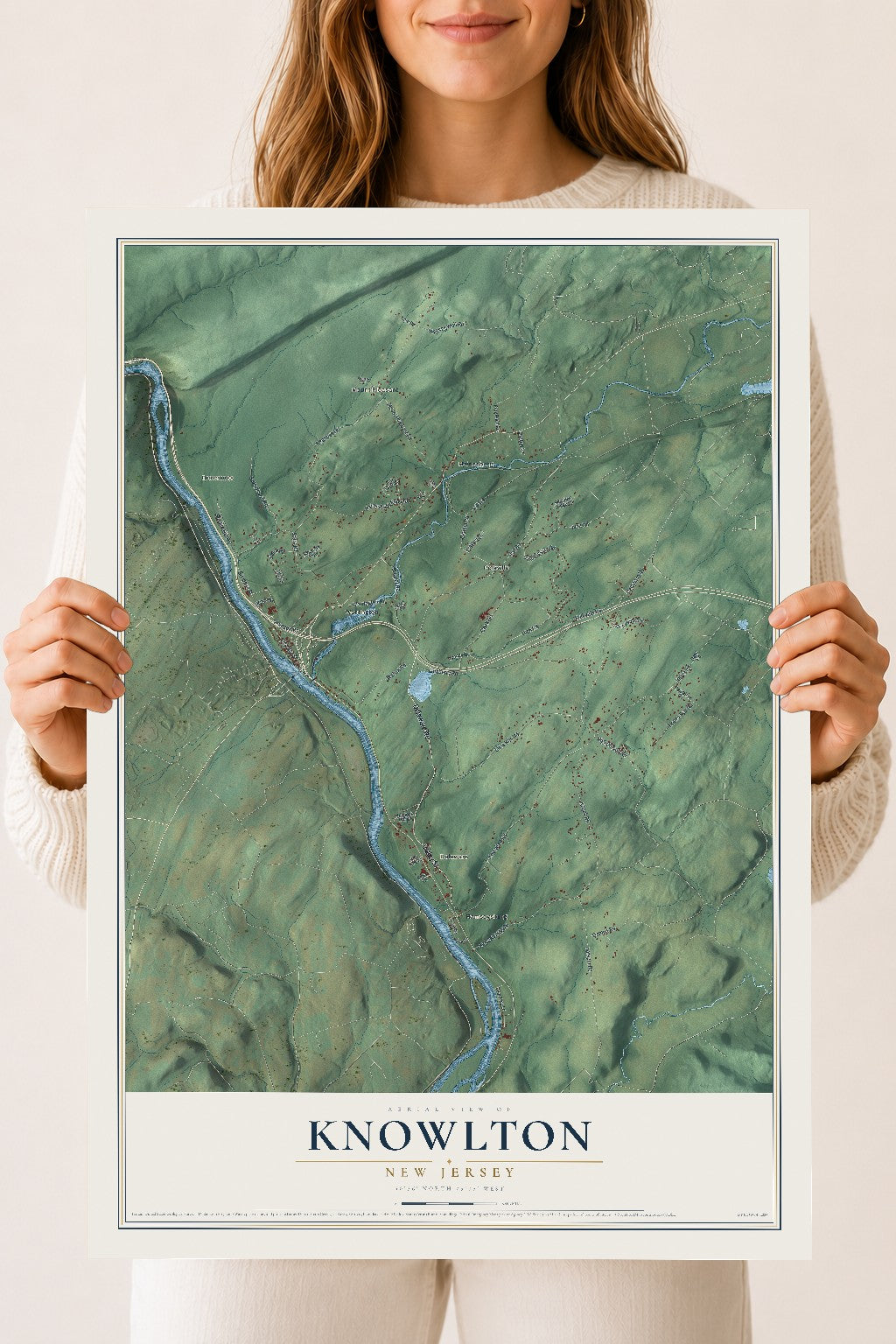 Knowlton, New Jersey map print, 18" x 24" Archival Matte Print mockup