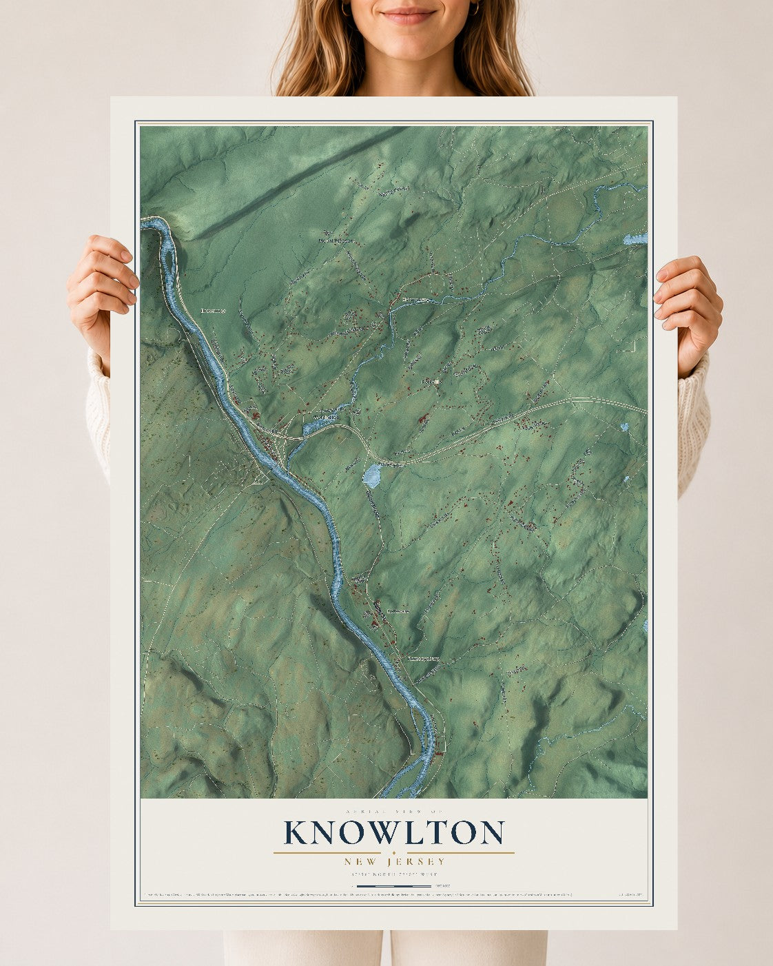 Knowlton, New Jersey map print, 24" x 36" Archival Matte Print mockup