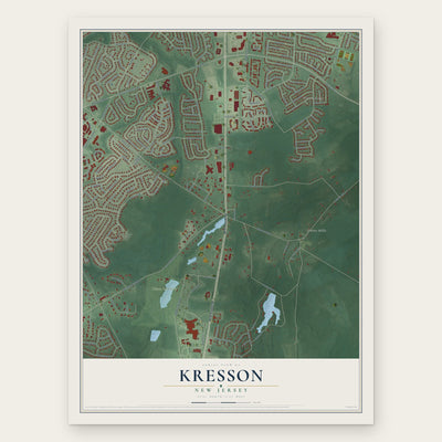 Kresson, New Jersey map print, the full design