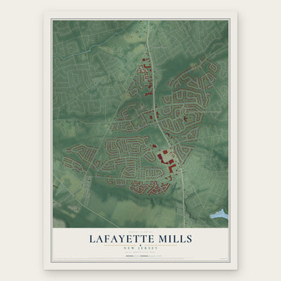 Lafayette Mills, New Jersey map print, the full design