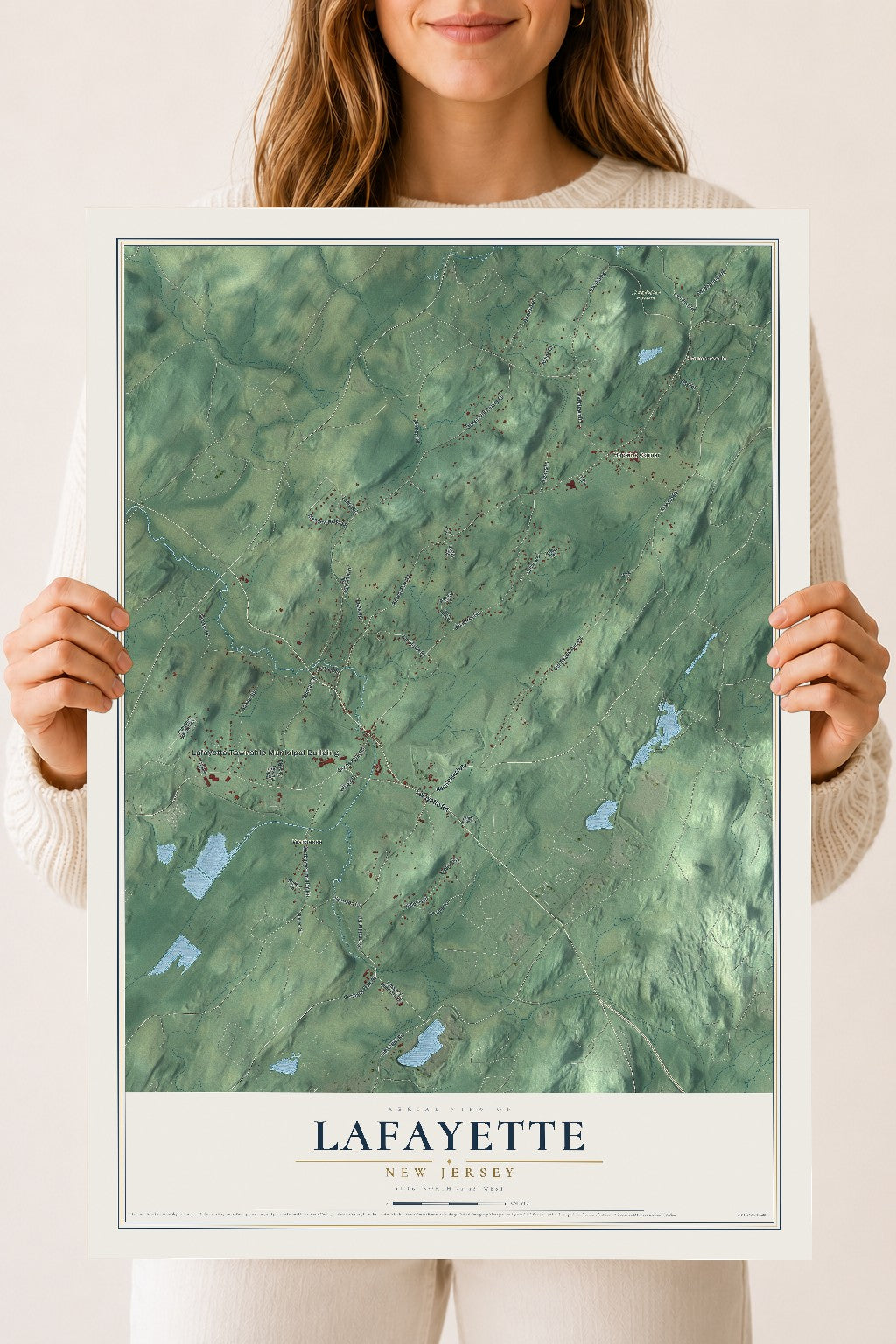 Lafayette, New Jersey map print, 18" x 24" Archival Matte Print mockup