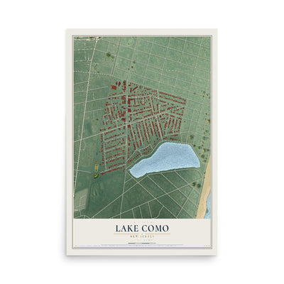 Lake Como, New Jersey map print, 12" x 18" Archival Matte Print mockup
