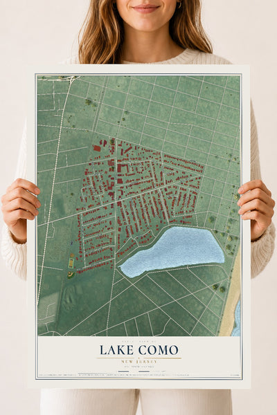 Lake Como, New Jersey map print, 18" x 24" Archival Matte Print mockup