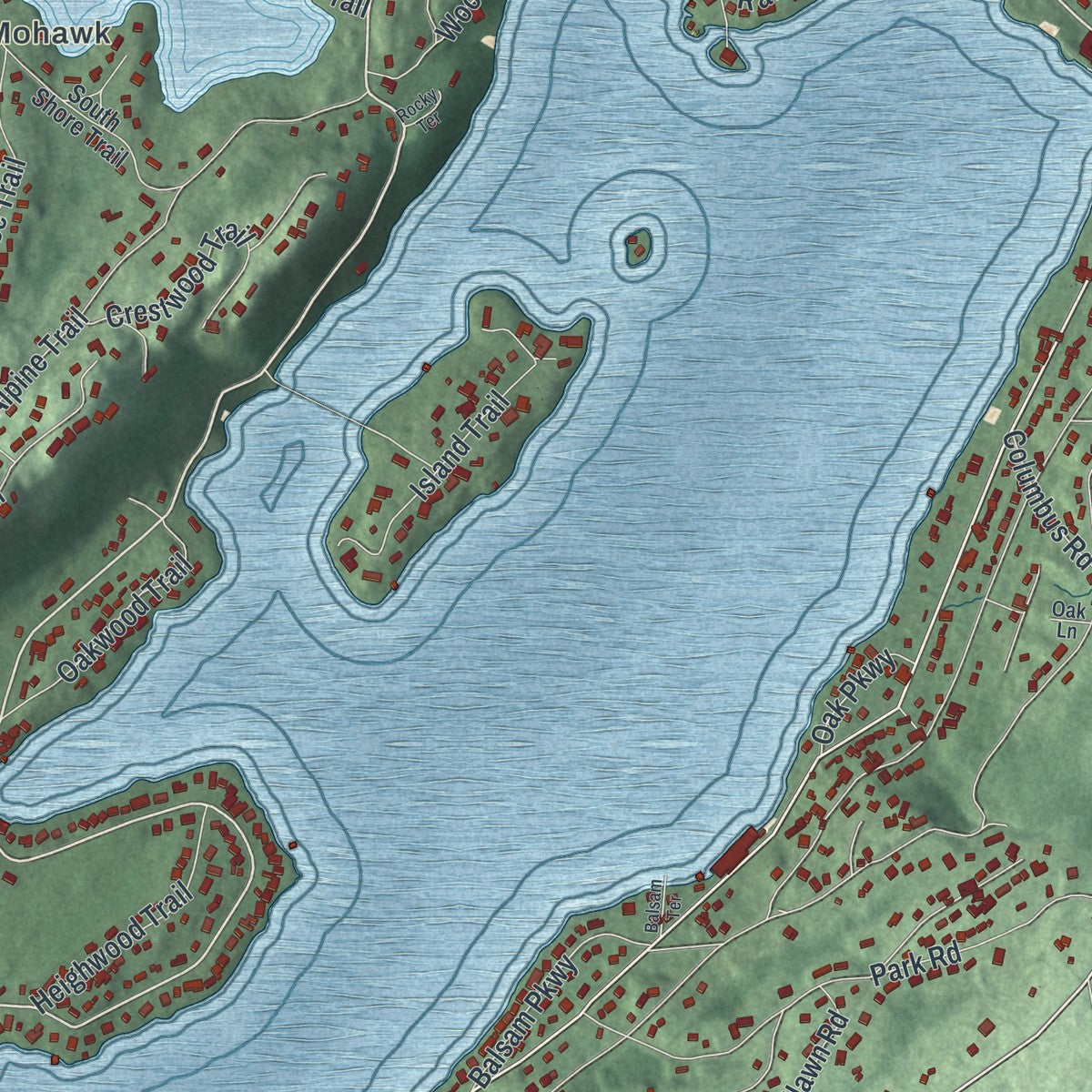 Close-up 1 of the Lake Mohawk, New Jersey map artwork