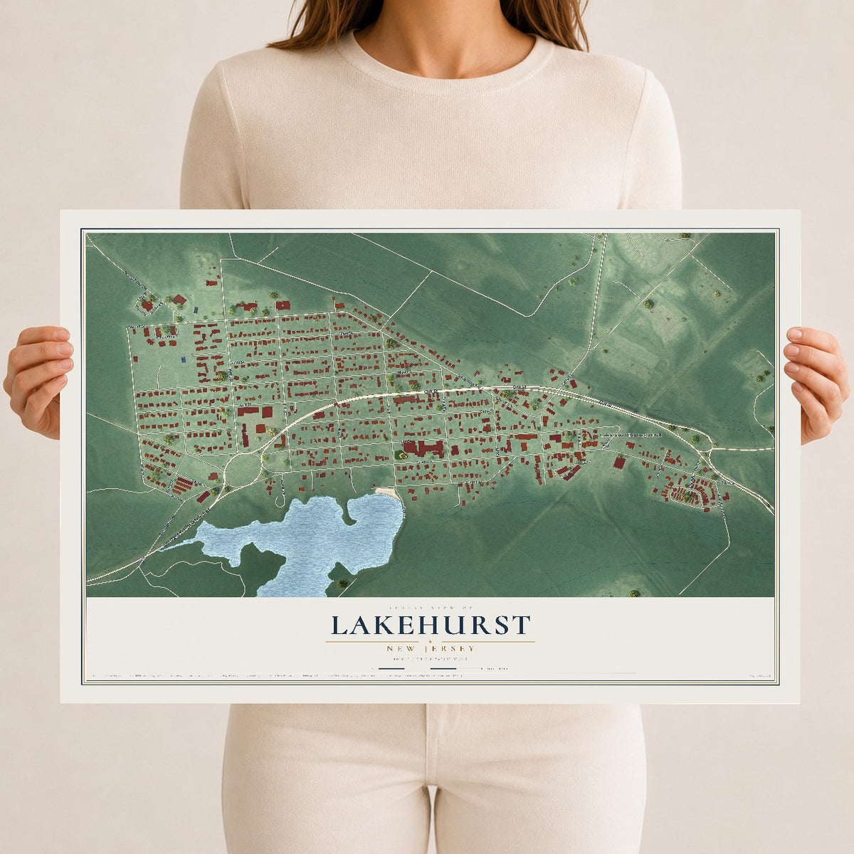 Lakehurst, New Jersey map print, 12" x 18" Archival Matte Print mockup