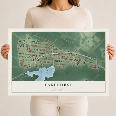 Lakehurst, New Jersey map print, 12" x 18" Archival Matte Print mockup