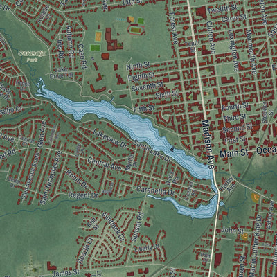 Close-up 1 of the Lakewood, New Jersey map artwork