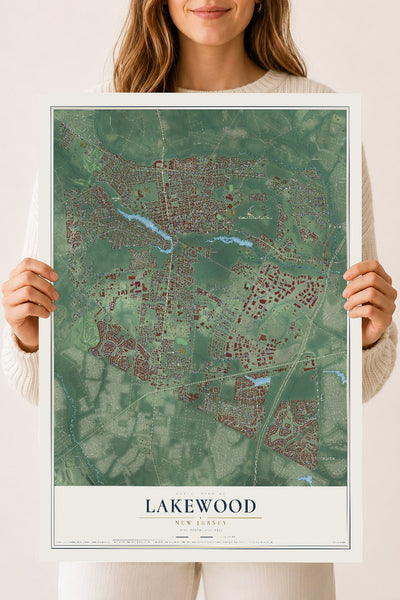 Lakewood, New Jersey map print, 18" x 24" Archival Matte Print mockup
