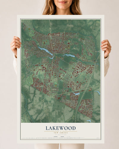 Lakewood, New Jersey map print, 24" x 36" Archival Matte Print mockup