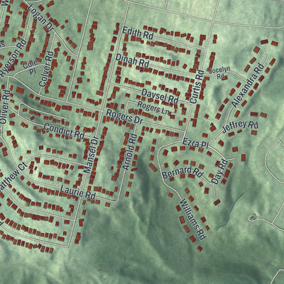 Close-up of the map of Landing, New Jersey print showing street and building detail