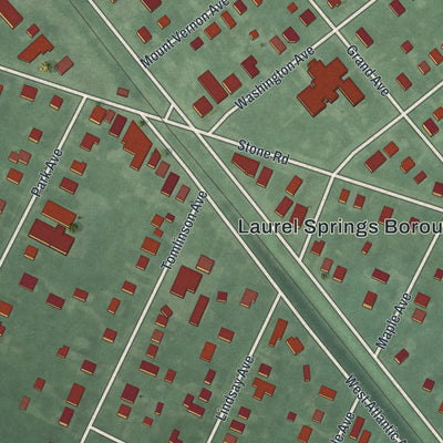 Close-up 2 of the Laurel Springs, New Jersey map artwork