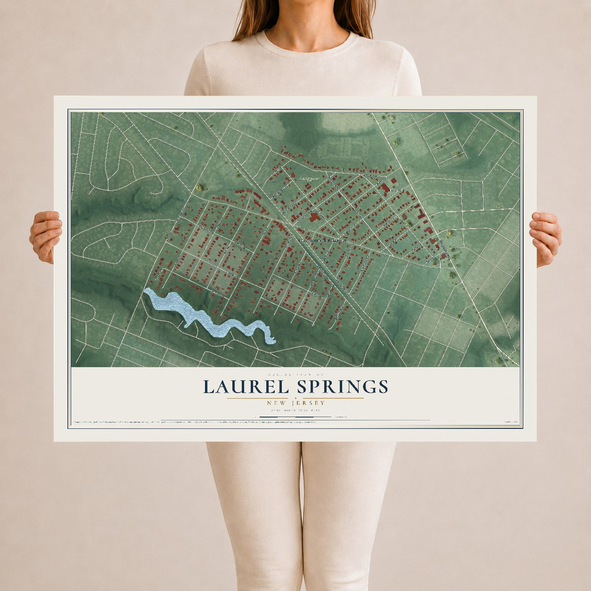 Laurel Springs, New Jersey map print, 24" x 36" Archival Matte Print mockup