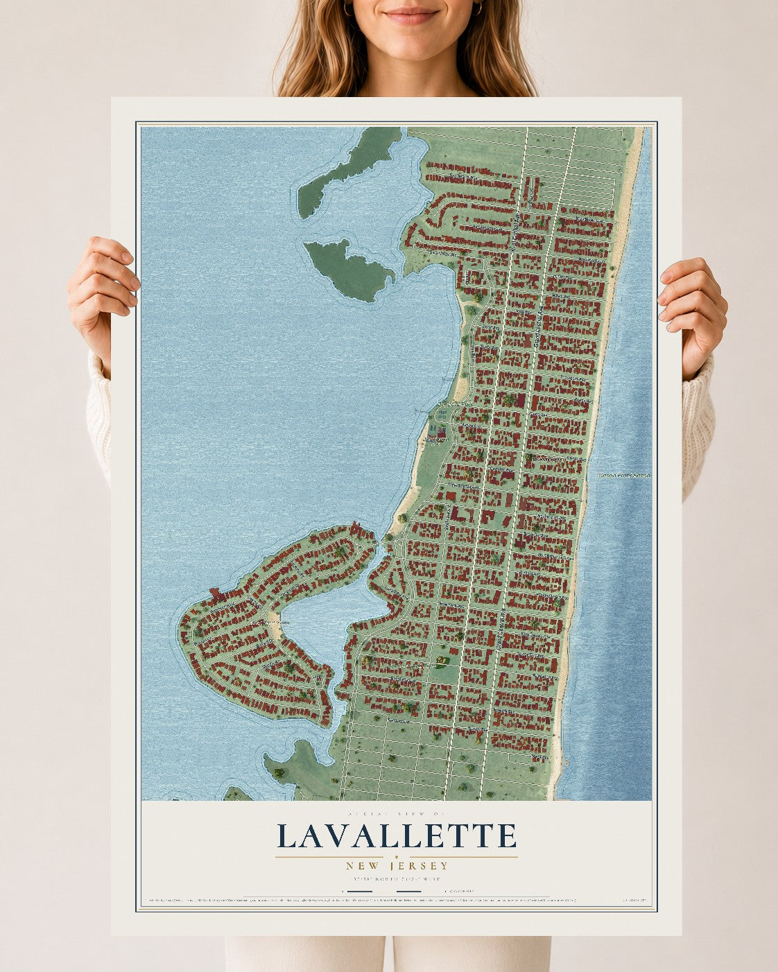 Lavallette, New Jersey map print, 24" x 36" Archival Matte Print mockup