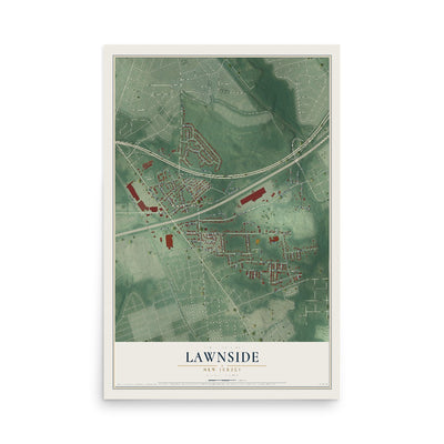 Lawnside, New Jersey map print, 12" x 18" Archival Matte Print mockup