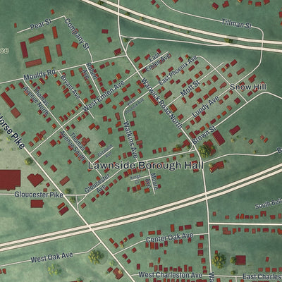 Close-up 1 of the Lawnside, New Jersey map artwork