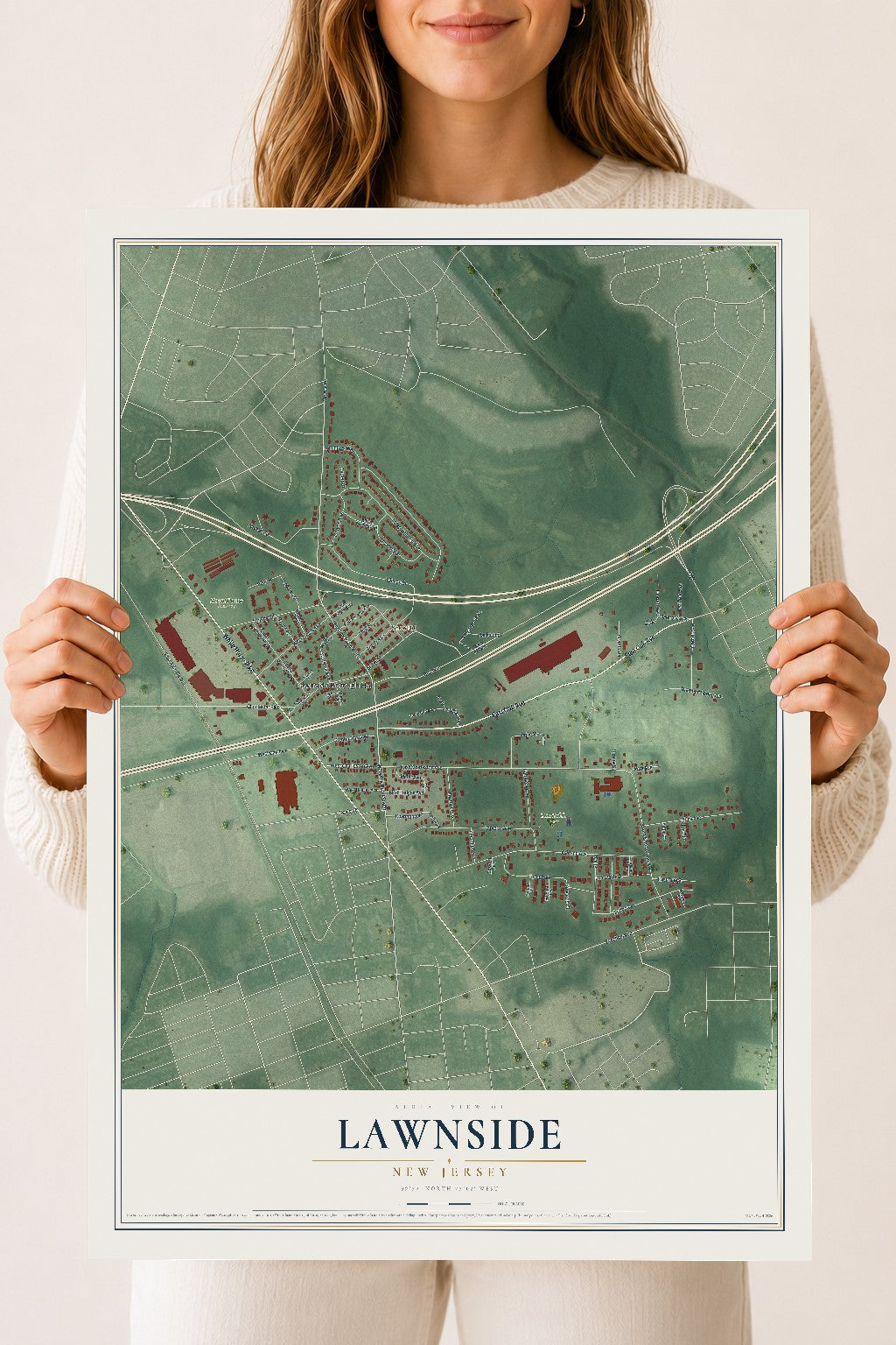 Lawnside, New Jersey map print, 18" x 24" Archival Matte Print mockup