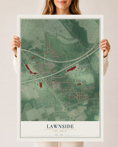 Lawnside, New Jersey map print, 24" x 36" Archival Matte Print mockup