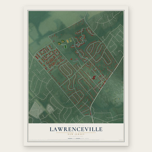 Lawrenceville, New Jersey map print, the full design