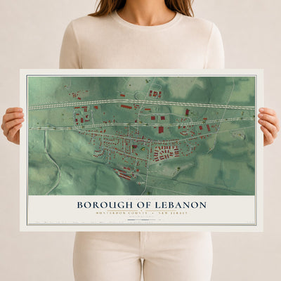 Borough of Lebanon, New Jersey map print, 12" x 18" Archival Matte Print mockup