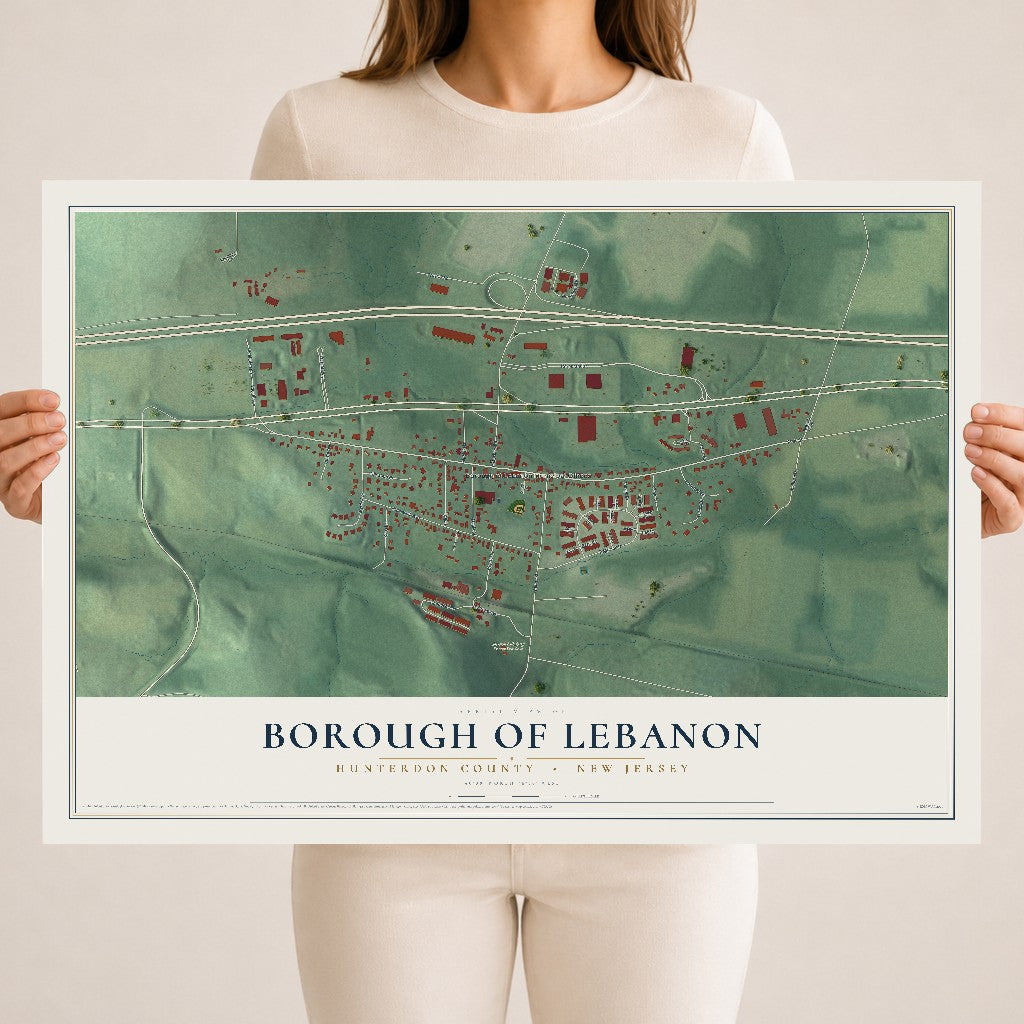 Borough of Lebanon, New Jersey map print, 18" x 24" Archival Matte Print mockup