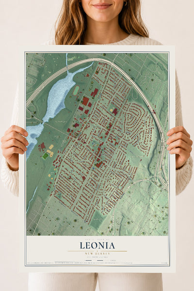 Leonia, New Jersey map print, 18" x 24" Archival Matte Print mockup