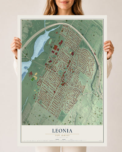 Leonia, New Jersey map print, 24" x 36" Archival Matte Print mockup