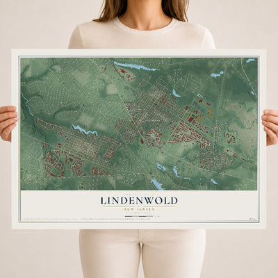 Lindenwold, New Jersey map print, 18" x 24" Archival Matte Print mockup