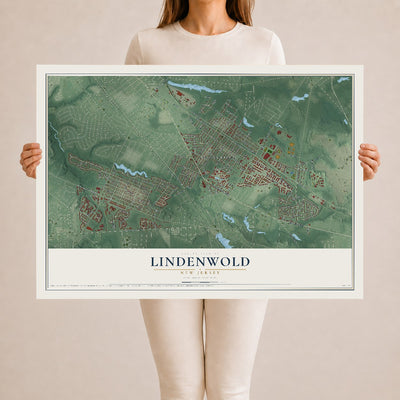 Lindenwold, New Jersey map print, 24" x 36" Archival Matte Print mockup
