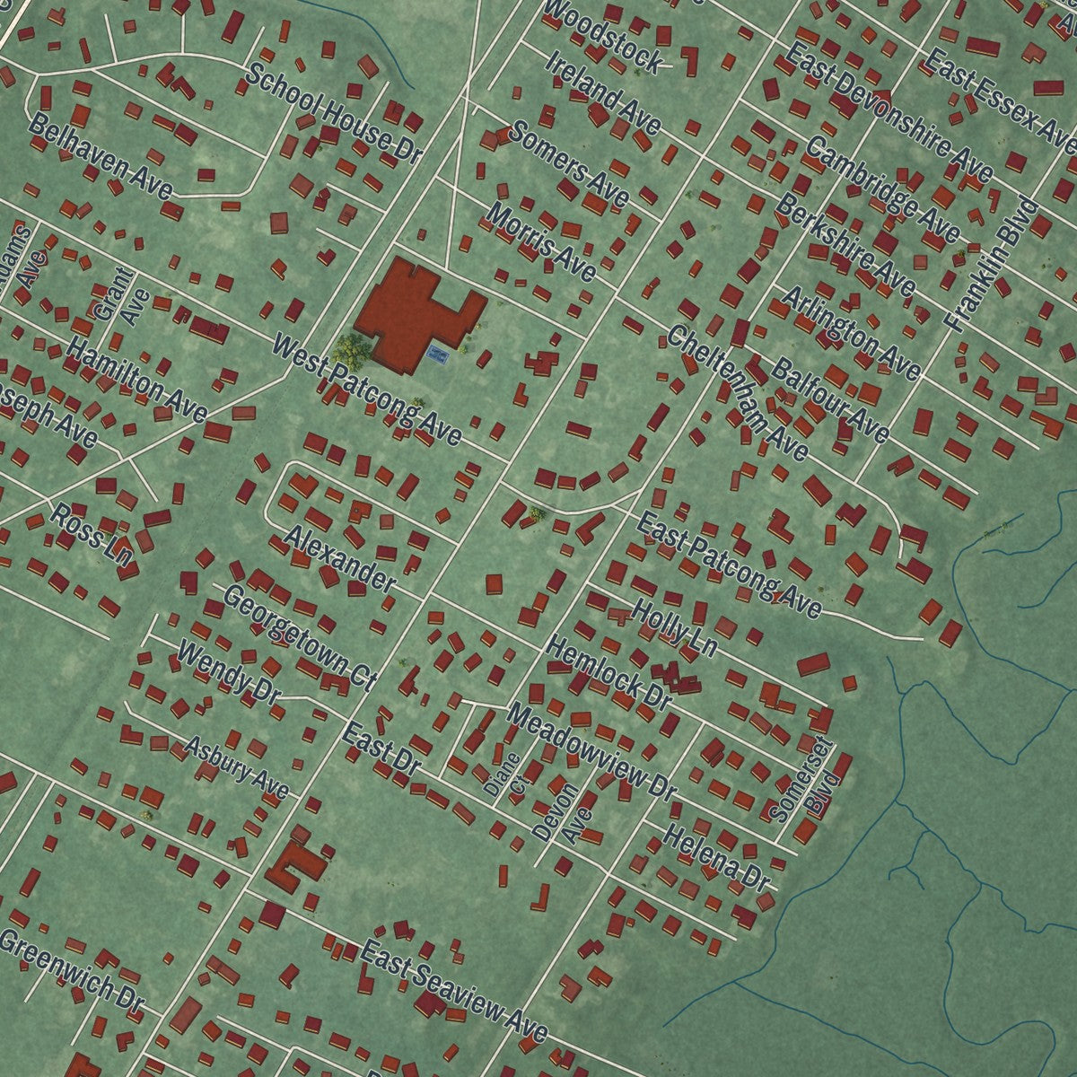 Close-up 2 of the Linwood, New Jersey map artwork