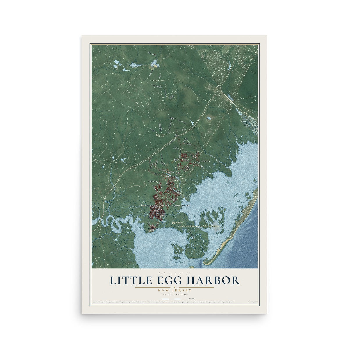 Map of Little Egg Harbor, New Jersey, 12 x 18 inch unframed archival matte print