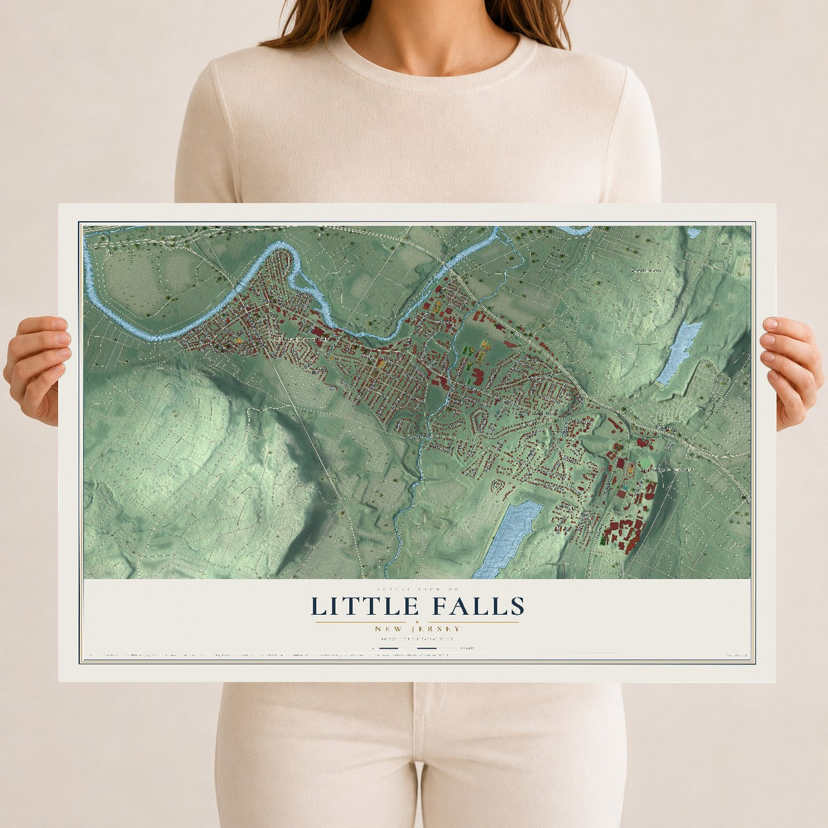 Little Falls, New Jersey map print, 12" x 18" Archival Matte Print mockup
