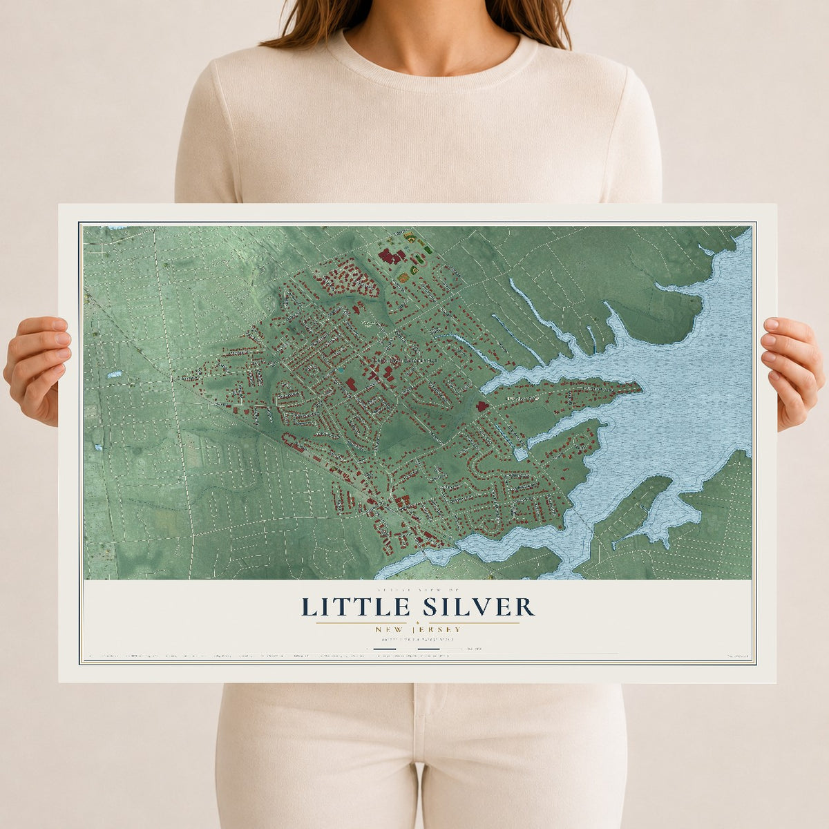Little Silver, New Jersey map print, 12" x 18" Archival Matte Print mockup