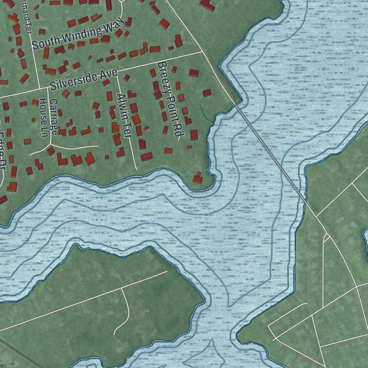Close-up 2 of the Little Silver, New Jersey map artwork