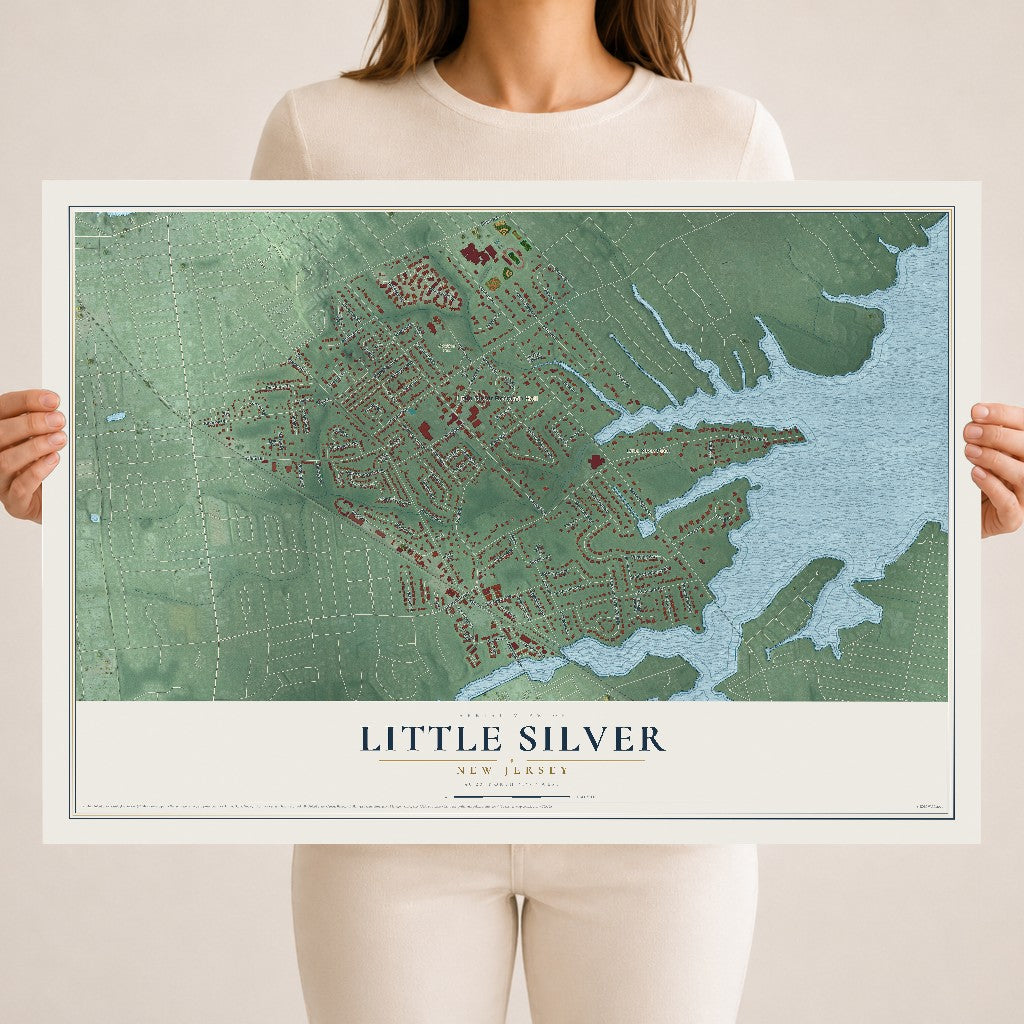 Little Silver, New Jersey map print, 18" x 24" Archival Matte Print mockup