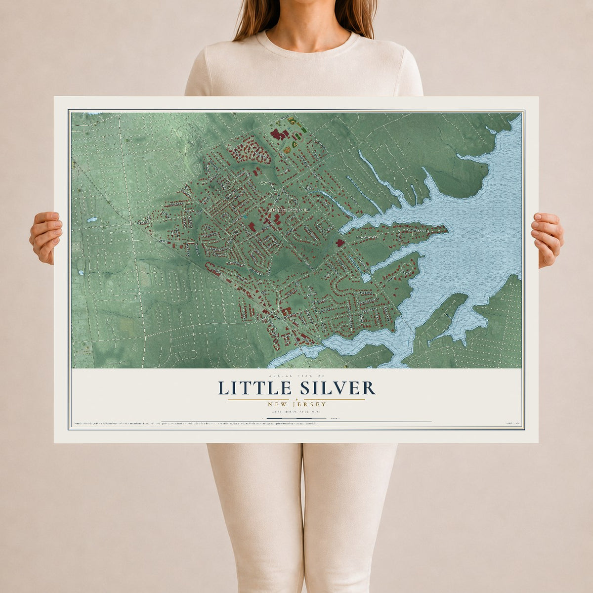 Little Silver, New Jersey map print, 24" x 36" Archival Matte Print mockup