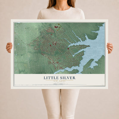 Little Silver, New Jersey map print, 24" x 36" Archival Matte Print mockup