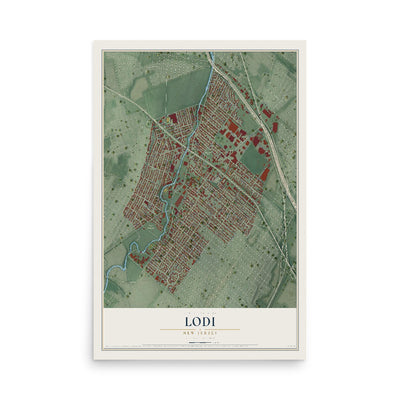 Lodi, New Jersey map print, 12" x 18" Archival Matte Print mockup