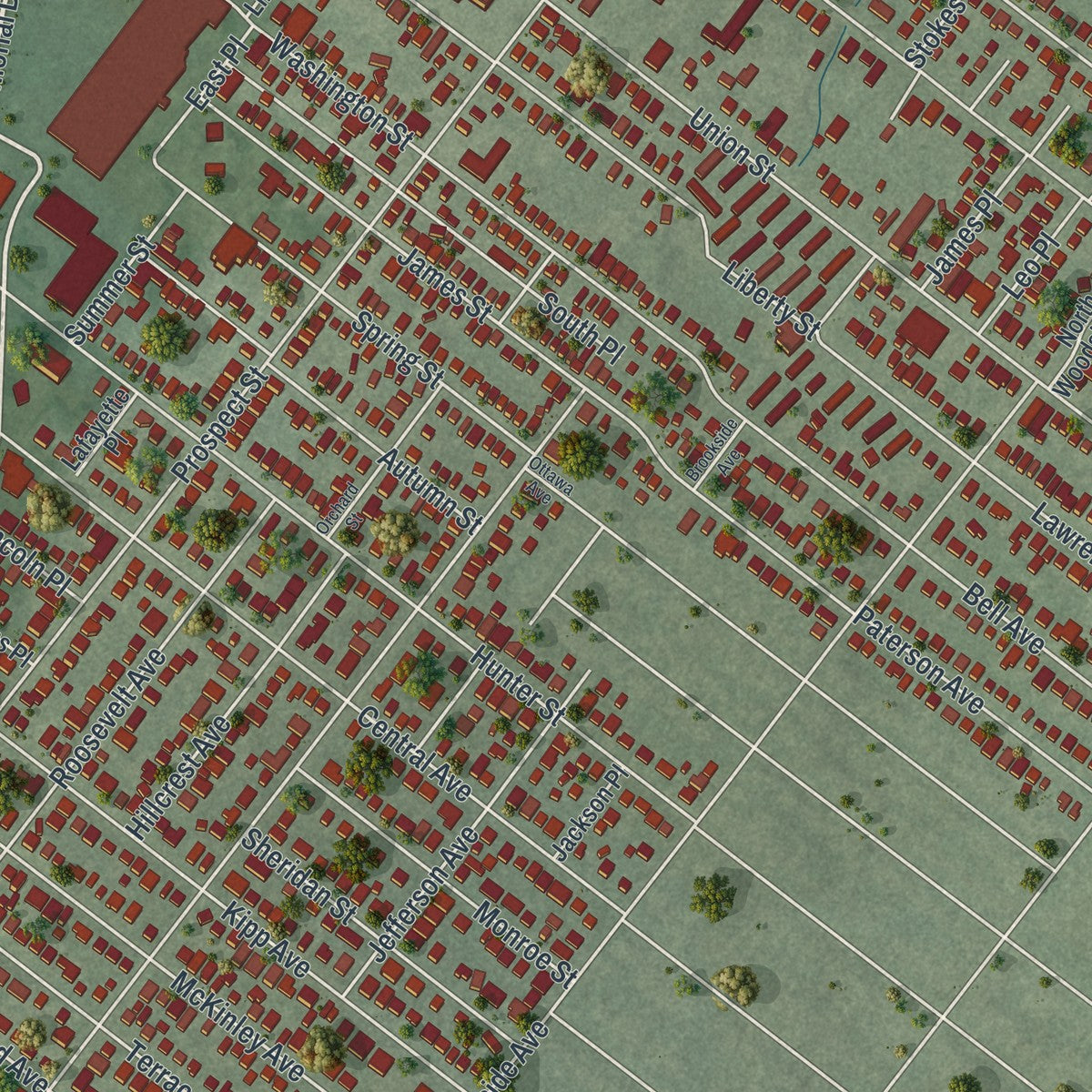 Close-up 2 of the Lodi, New Jersey map artwork
