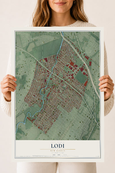 Lodi, New Jersey map print, 18" x 24" Archival Matte Print mockup