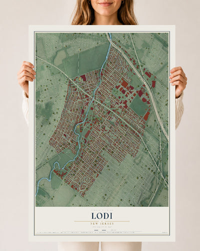 Lodi, New Jersey map print, 24" x 36" Archival Matte Print mockup
