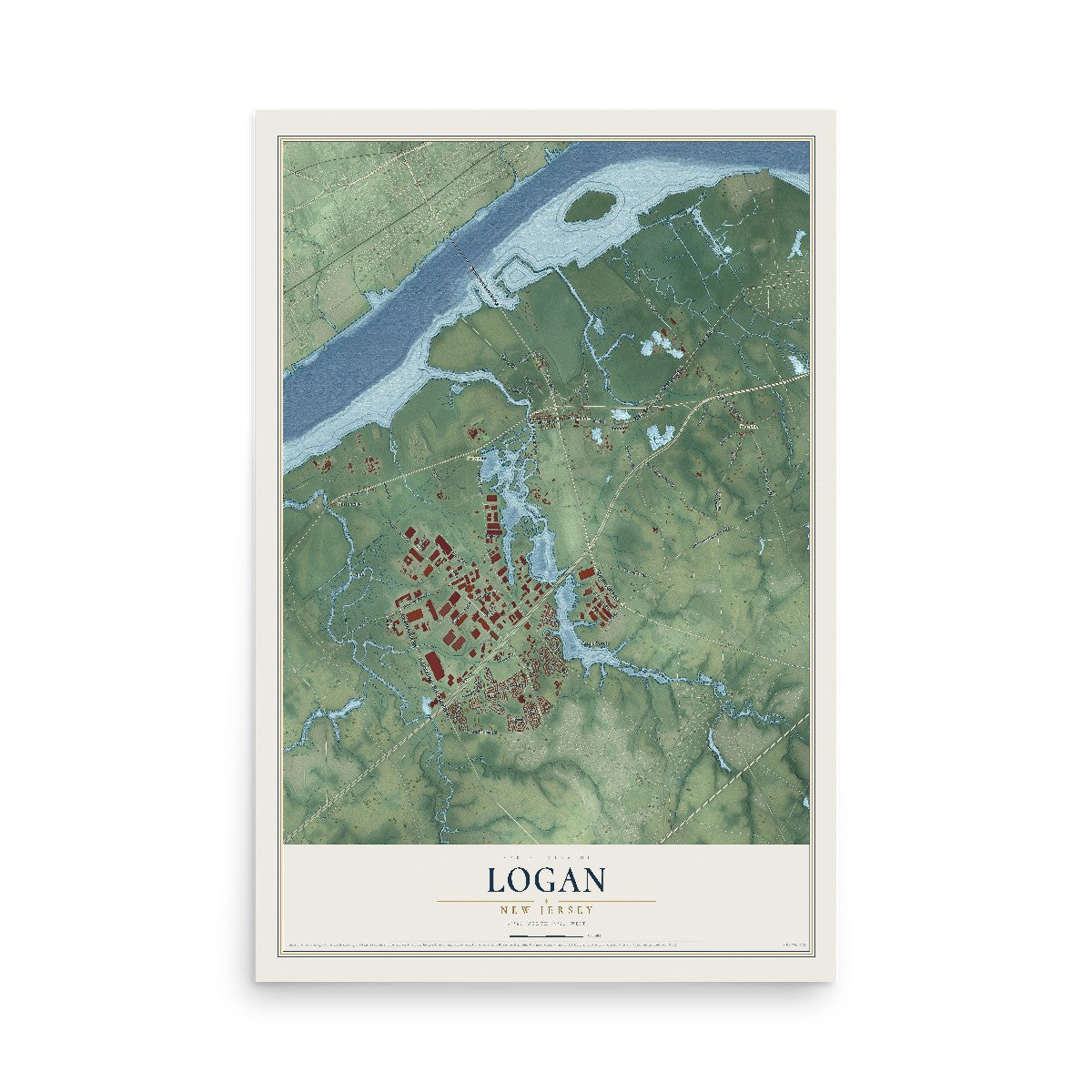 Logan, New Jersey map print, 12" x 18" Archival Matte Print mockup