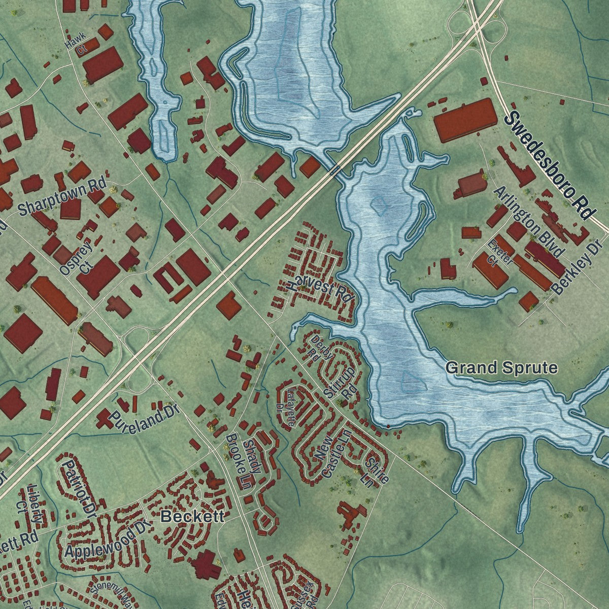 Close-up 1 of the Logan, New Jersey map artwork