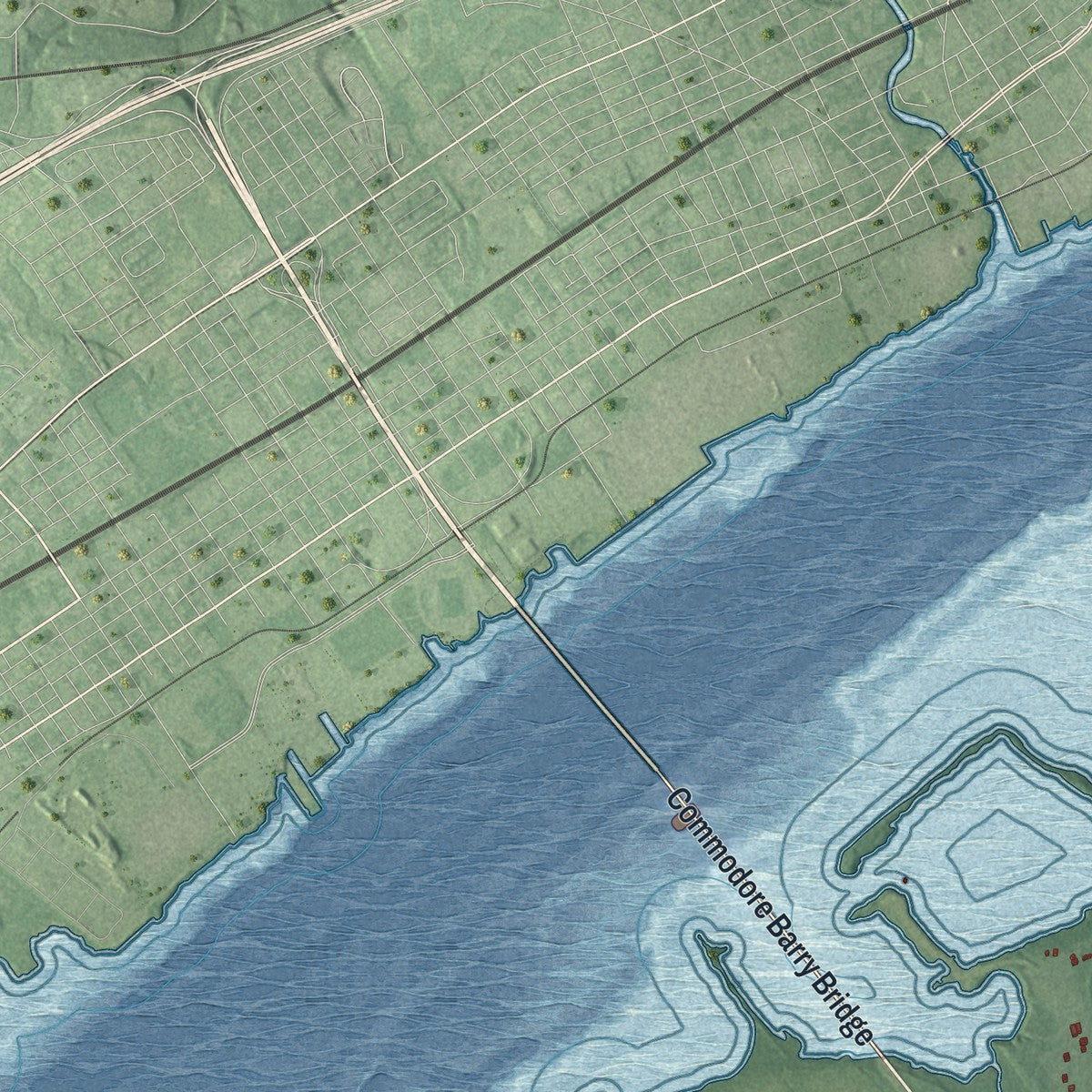 Close-up 2 of the Logan, New Jersey map artwork