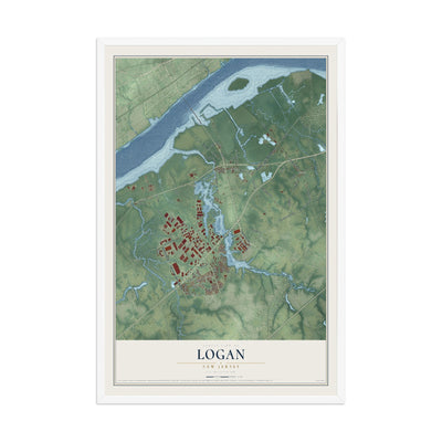 Logan, New Jersey map print, 12" x 18" W/ White Ayous Wood Frame mockup