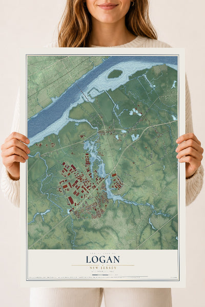 Logan, New Jersey map print, 18" x 24" Archival Matte Print mockup
