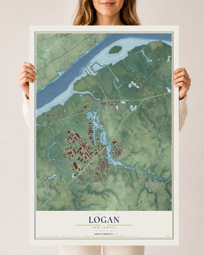 Logan, New Jersey map print, 24" x 36" Archival Matte Print mockup