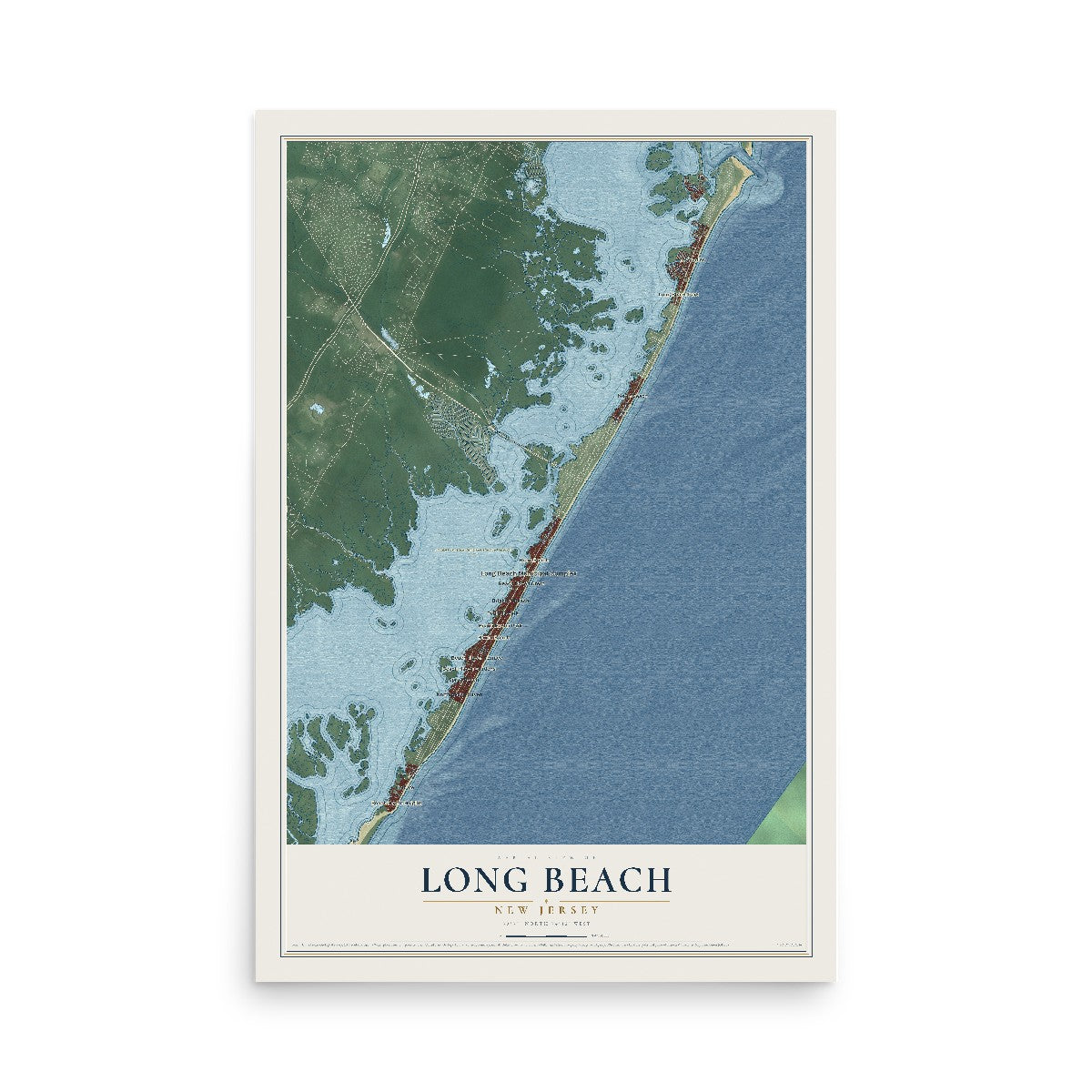Long Beach, New Jersey map print, 12" x 18" Archival Matte Print mockup