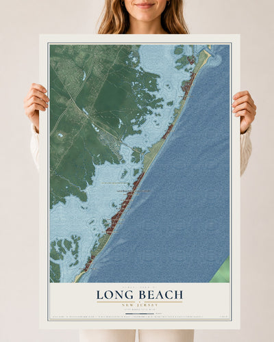 Long Beach, New Jersey map print, 24" x 36" Archival Matte Print mockup